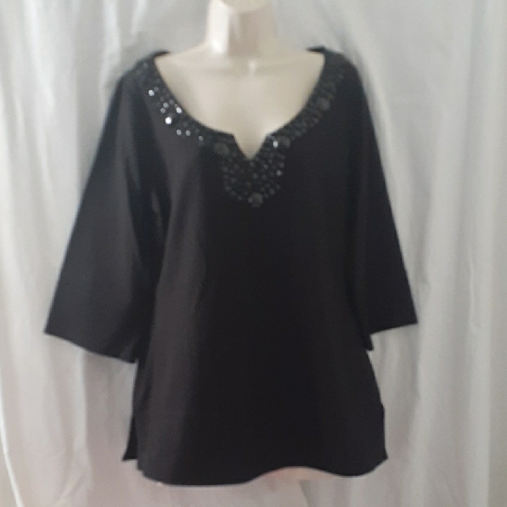 Chic Black Embellished Top BCBG Maxazria Size L